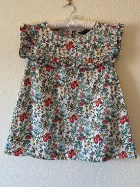 Brooks Brothers Floral Print Ruffle Sleeveless Blouse Top